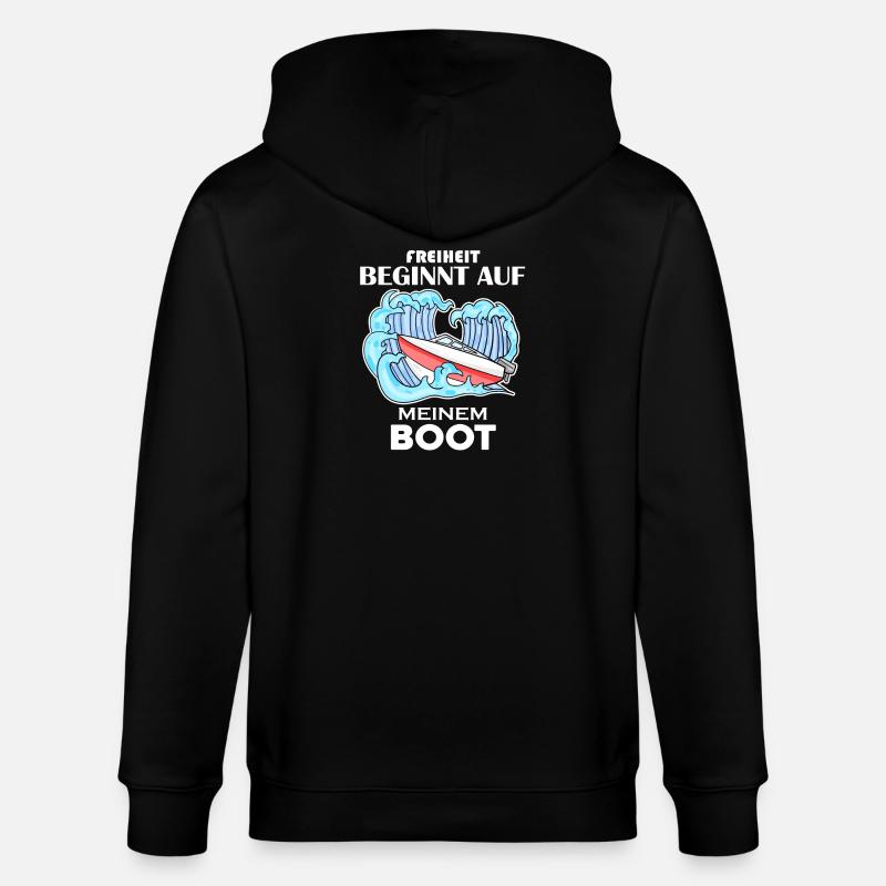 Motorboot Kapitän Boot Geschenk - Stanley/Stella Unisex Bio-Kapuzenjacke CULTIVATOR - Schwarz