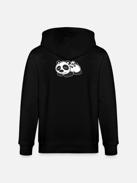 Panda Papa with Baby Panda - Stanley/Stella CULTIVATOR Unisex Organic Hooded Jacket - black
