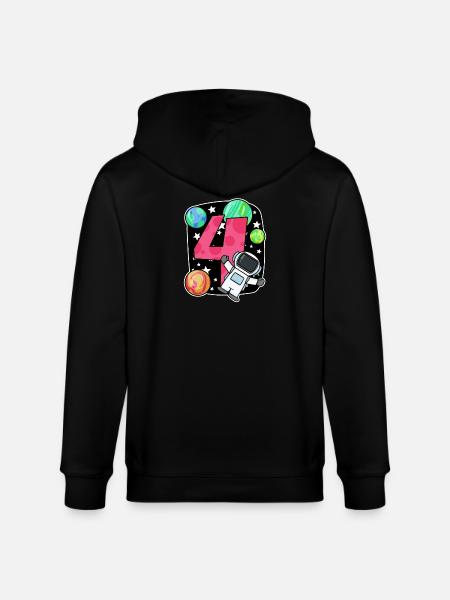 4 birthday boy - 4 years old - I am 4 - Stanley/Stella CULTIVATOR  Unisex Organic Hooded Jacket - black