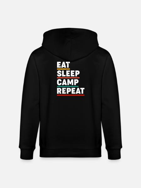 Eat Sleep Camp Repeat - Stanley/Stella Unisex Bio-Kapuzenjacke CULTIVATOR  - Schwarz