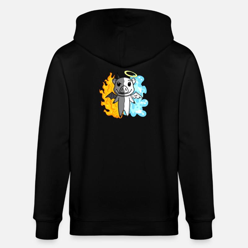 Cochon - Ange et Diable - Veste à capuche bio CULTIVATOR Stanley/Stella Unisexe - noir