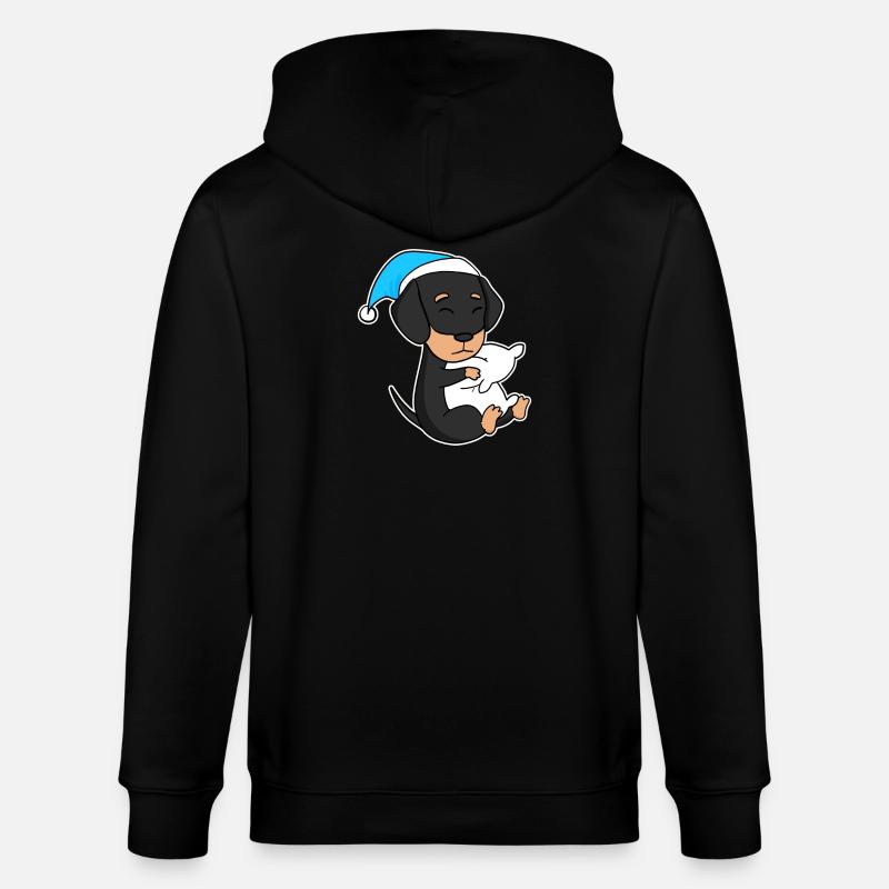 Hund Hunderasse Dackel Dachshund - Stanley/Stella Unisex Bio-Kapuzenjacke CULTIVATOR  - Schwarz