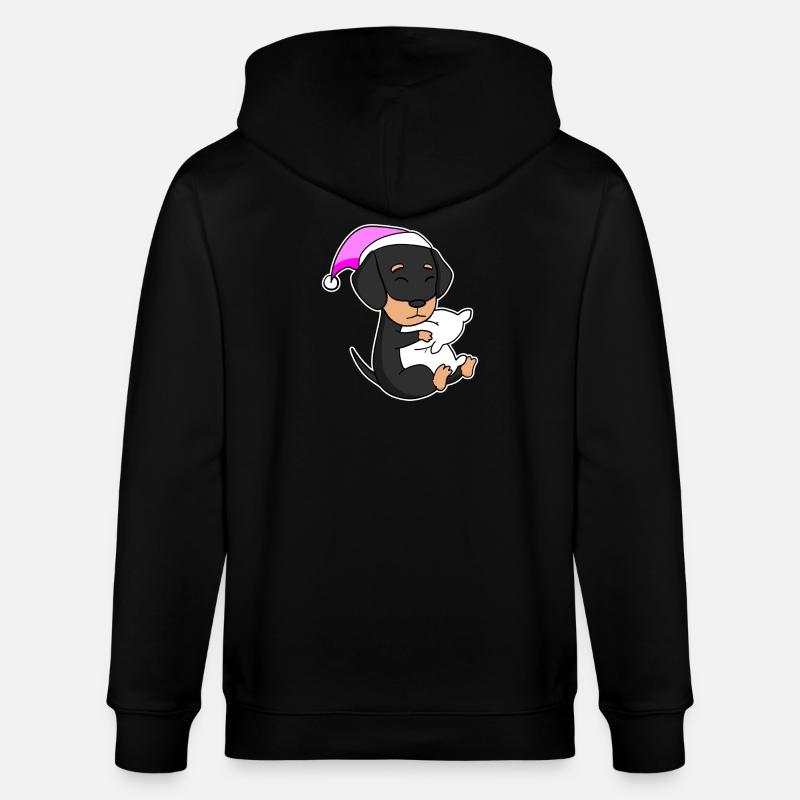 Hund Hunderasse Dackel - Stanley/Stella Unisex Bio-Kapuzenjacke CULTIVATOR - Schwarz