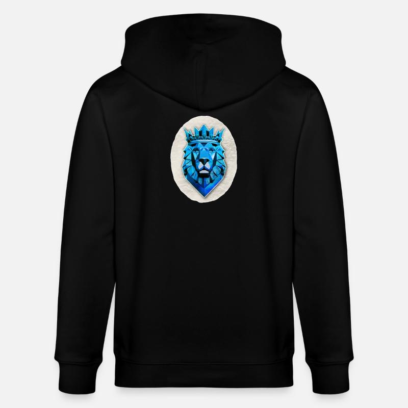 Blauer geometrischer Löwe - Polygon - Stanley/Stella Unisex Bio-Kapuzenjacke CULTIVATOR  - Schwarz