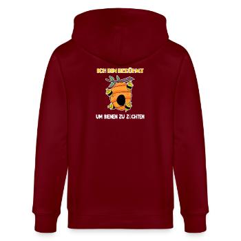 Imker - Stanley/Stella Unisex Bio-Kapuzenjacke CULTIVATOR  - Burgunderrot - Hinten - Anna (173cm)