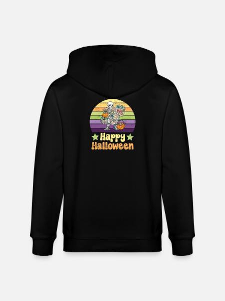 Halloween Skeleton on Dinosaur T-Rex - Stanley/Stella CULTIVATOR  Unisex Organic Hooded Jacket - black