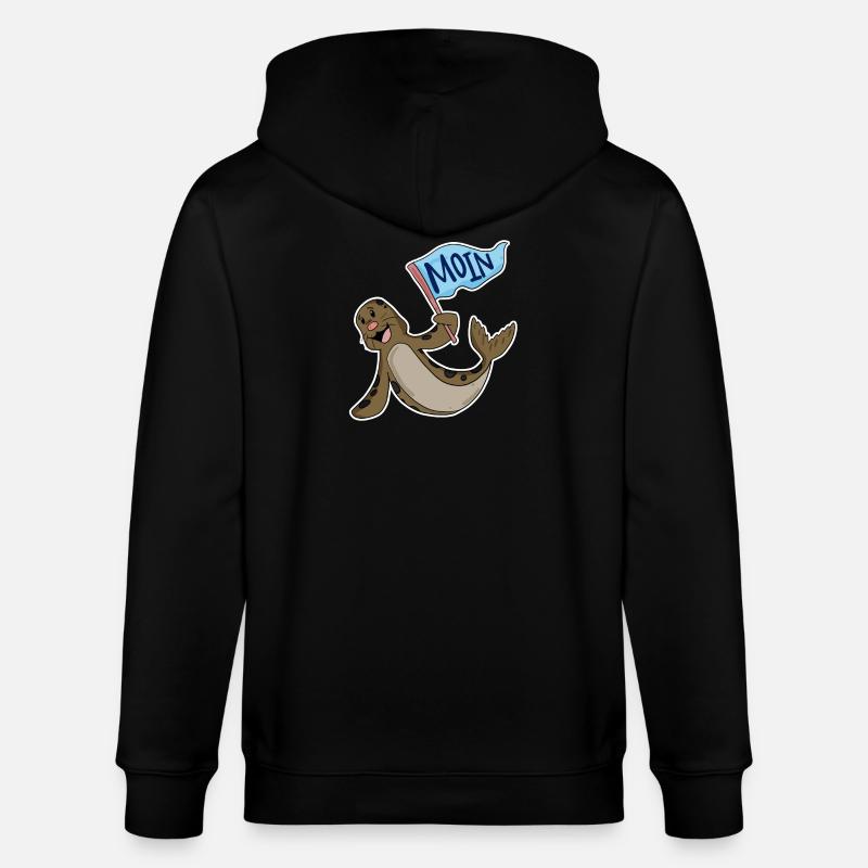 Robbe mit Moin Flagge - Stanley/Stella Unisex Bio-Kapuzenjacke CULTIVATOR  - Schwarz