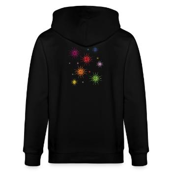 bunte Sterne am Sternenhimmel - Stanley/Stella Unisex Bio-Kapuzenjacke CULTIVATOR  - Schwarz - Hinten - Anna (173cm)