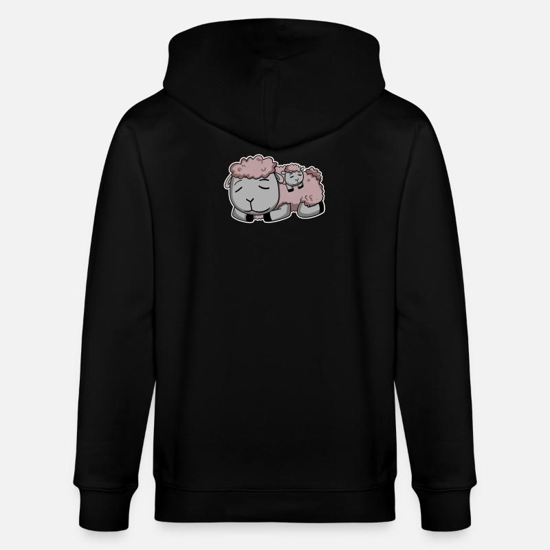 Moutons avec bébé moutons - Veste à capuche bio CULTIVATOR Stanley/Stella Unisexe - noir