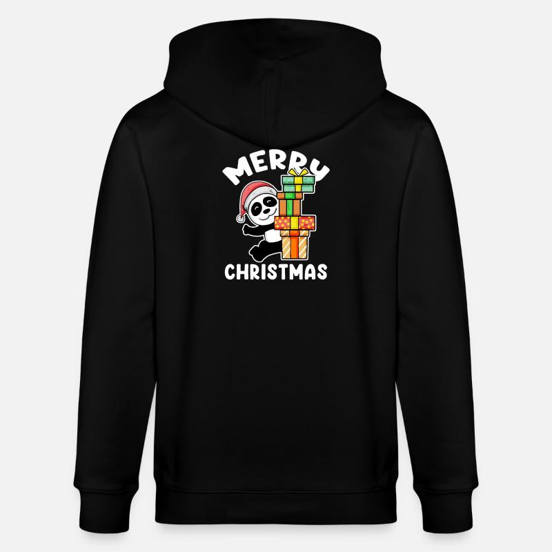 Joyeux panda de Noël - Veste à capuche bio CULTIVATOR Stanley/Stella Unisexe - noir