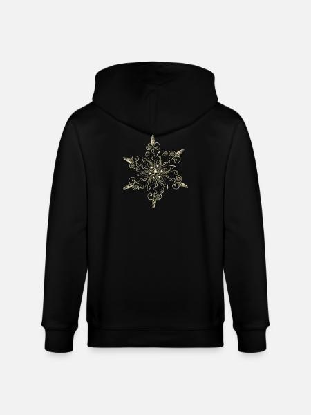 Snowflake Star Ice Crystal - Stanley/Stella CULTIVATOR Unisex Organic Hooded Jacket - black