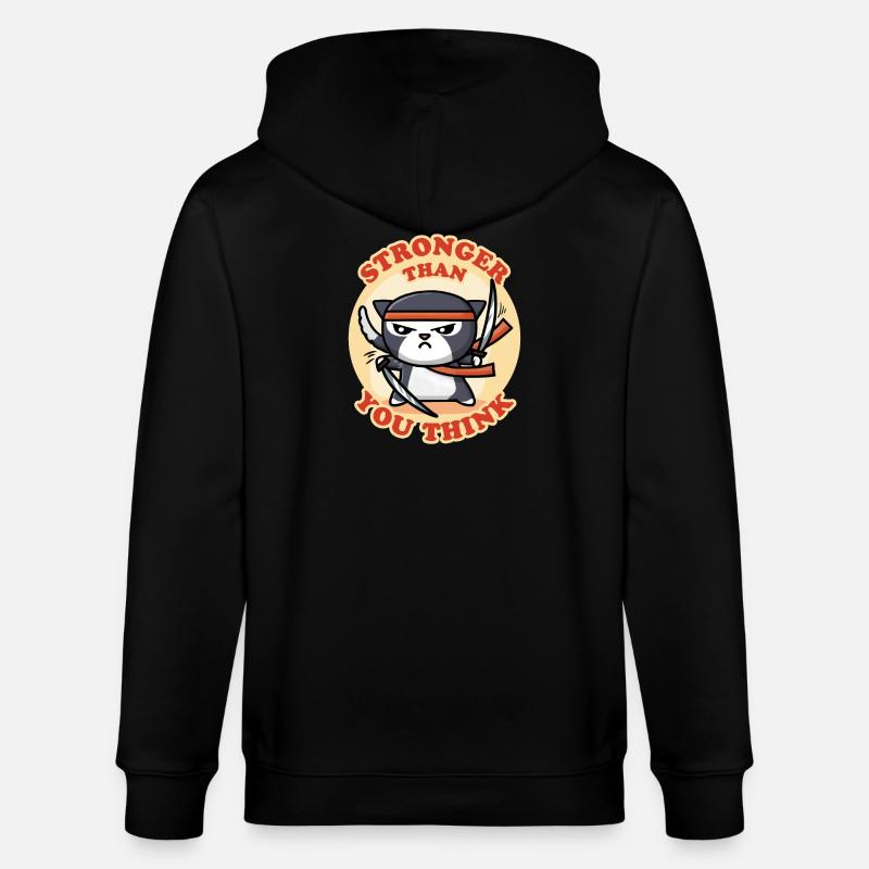 Chat Ninja - Veste à capuche bio CULTIVATOR Stanley/Stella Unisexe - noir