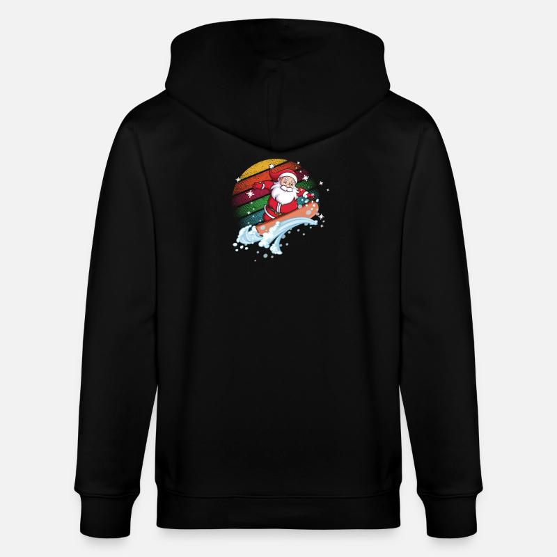 Santa Surfer Regenbogen - Stanley/Stella Unisex Bio-Kapuzenjacke CULTIVATOR  - Schwarz