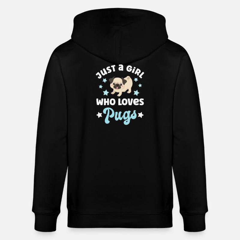 Hund Mops Möpse - Stanley/Stella Unisex Bio-Kapuzenjacke CULTIVATOR - Schwarz