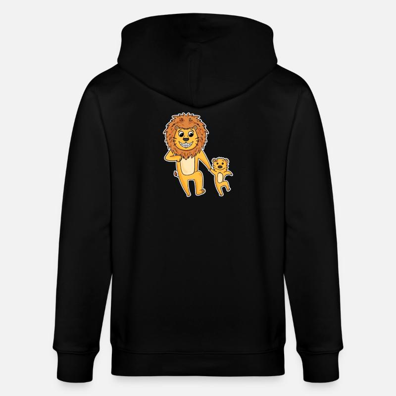 Lion avec bébé lion - Veste à capuche bio CULTIVATOR Stanley/Stella Unisexe - noir