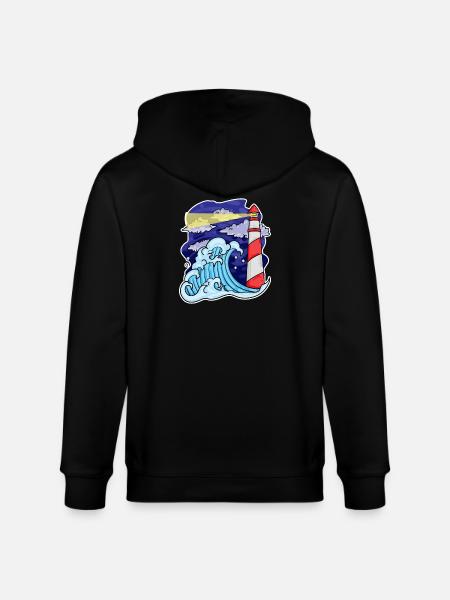 Lighthouse Coast Sea Sea - Stanley/Stella CULTIVATOR Unisex Organic Hooded Jacket - black