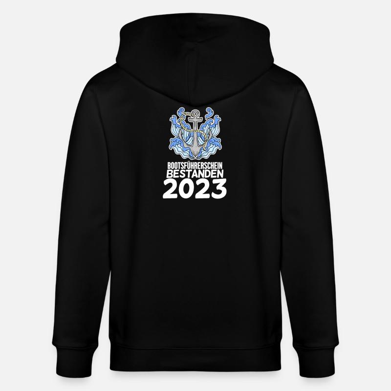 Bootsführerschein 2023 Motorboot Geschenk - Stanley/Stella Unisex Bio-Kapuzenjacke CULTIVATOR - Schwarz