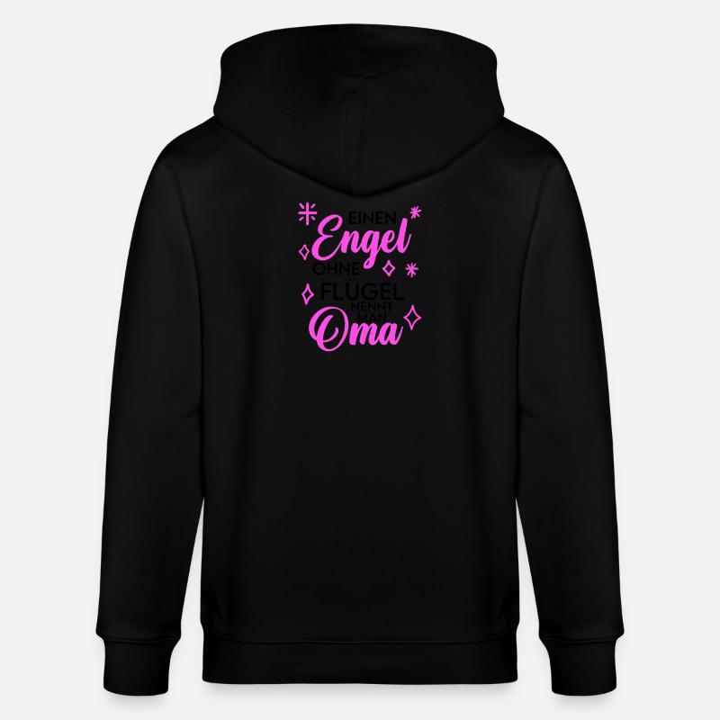 Oma Engel Spruch Geschenk - Stanley/Stella Unisex Bio-Kapuzenjacke CULTIVATOR  - Schwarz