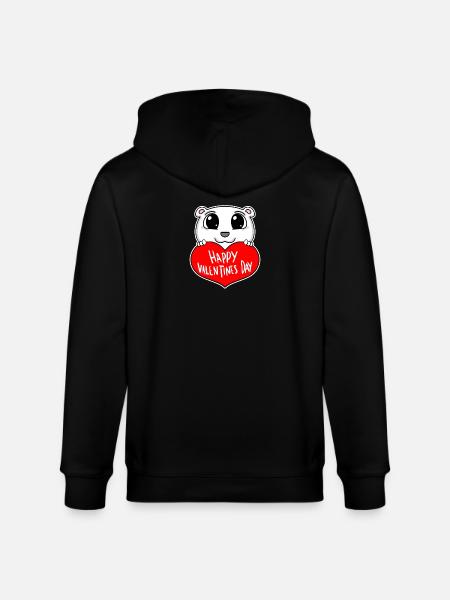 Valentine's Day Heart Bear - Stanley/Stella CULTIVATOR Unisex Organic Hooded Jacket - black
