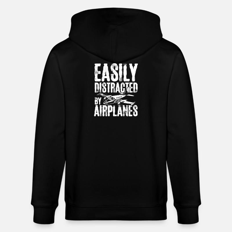 Easily distracted by airplanes - Stanley/Stella Unisex Bio-Kapuzenjacke CULTIVATOR - Schwarz