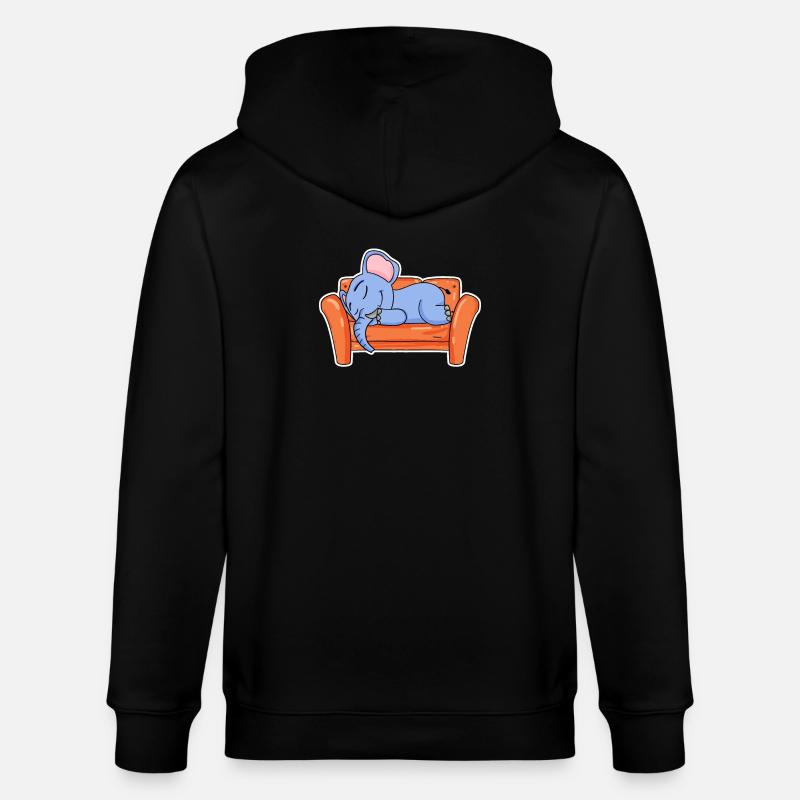 Éléphant couché mignon sommeil - Veste à capuche bio CULTIVATOR Stanley/Stella Unisexe - noir