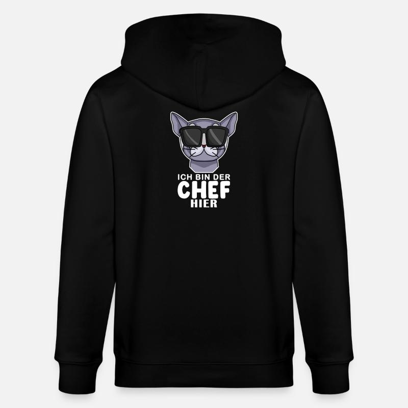 coole Katze - Britisch Kurzhaar Spruch - Stanley/Stella Unisex Bio-Kapuzenjacke CULTIVATOR - Schwarz