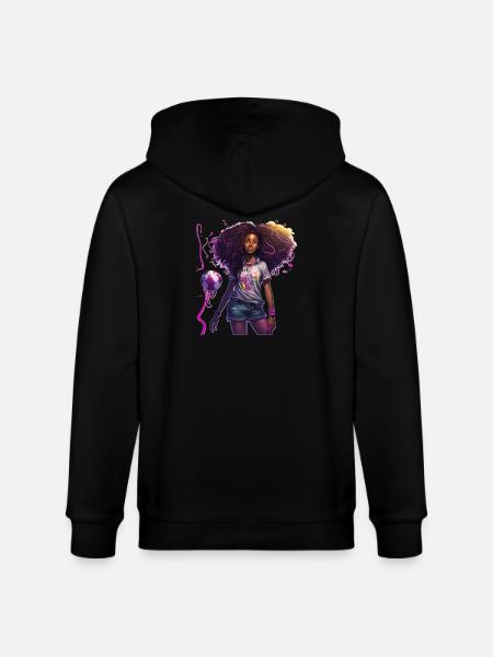 Vivid Afro-style footballer - Stanley/Stella CULTIVATOR Unisex Organic Hooded Jacket - black