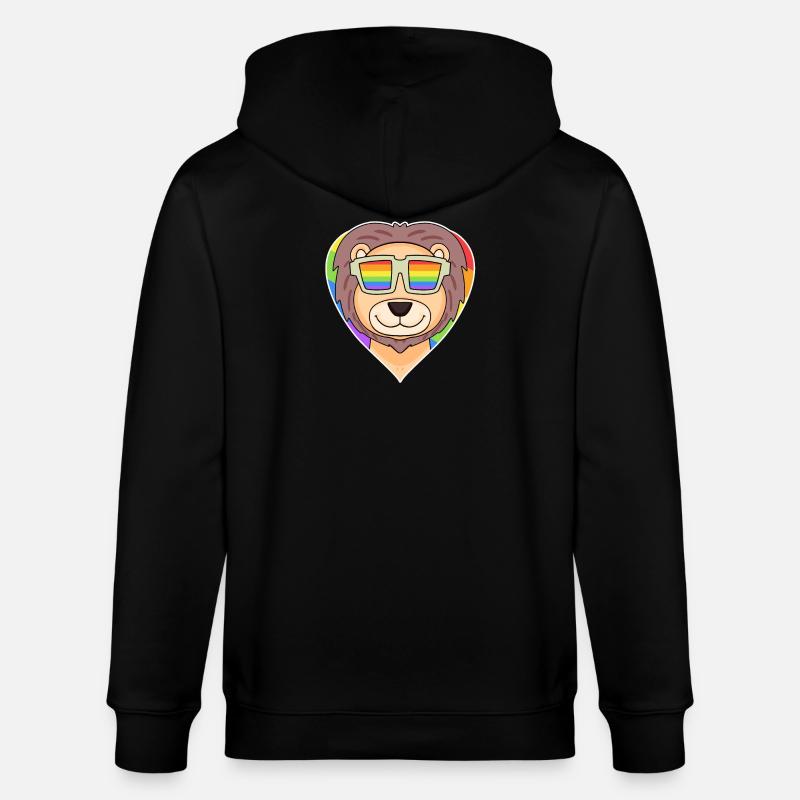 Regenbogen - Löwe mit Brille - Stanley/Stella Unisex Bio-Kapuzenjacke CULTIVATOR - Schwarz
