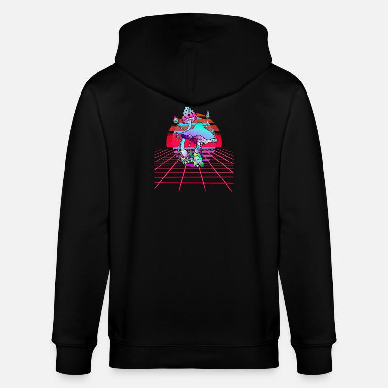 Champignons Psychédéliques - Retro Wave Sunset - Veste à capuche bio CULTIVATOR Stanley/Stella Unisexe - noir