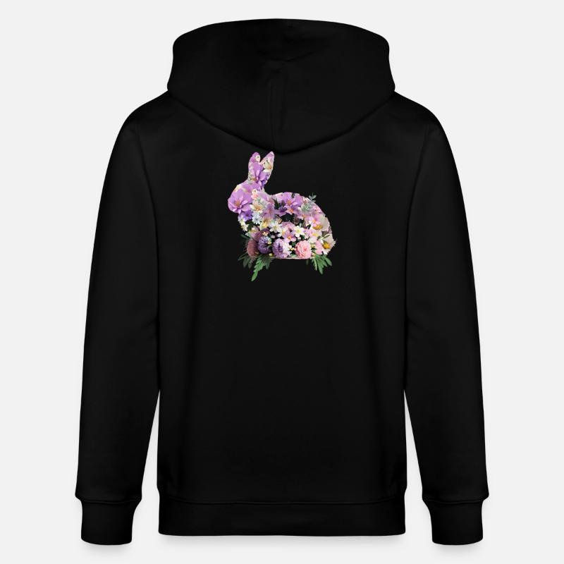Fleurs lapin de Pâques - Veste à capuche bio CULTIVATOR Stanley/Stella Unisexe - noir