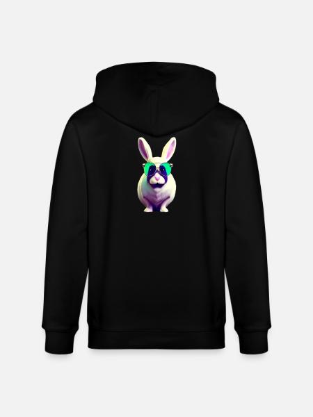 cool rabbit with sunglasses - Stanley/Stella CULTIVATOR Unisex Organic Hooded Jacket - black