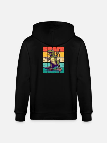 Skateboarding Cool Skateboarder T Rex Dinosaur - Stanley/Stella CULTIVATOR  Unisex Organic Hooded Jacket - black