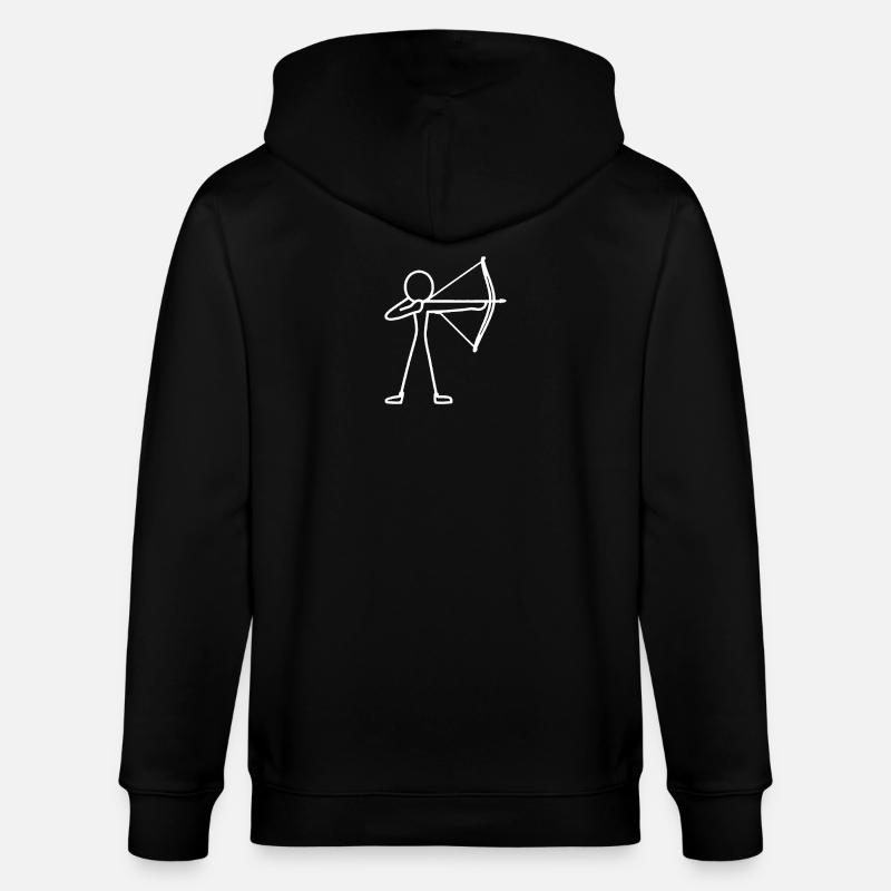 Strichmännchen Bogen Bogenschießen Bogenschütze - Stanley/Stella Unisex Bio-Kapuzenjacke CULTIVATOR  - Schwarz