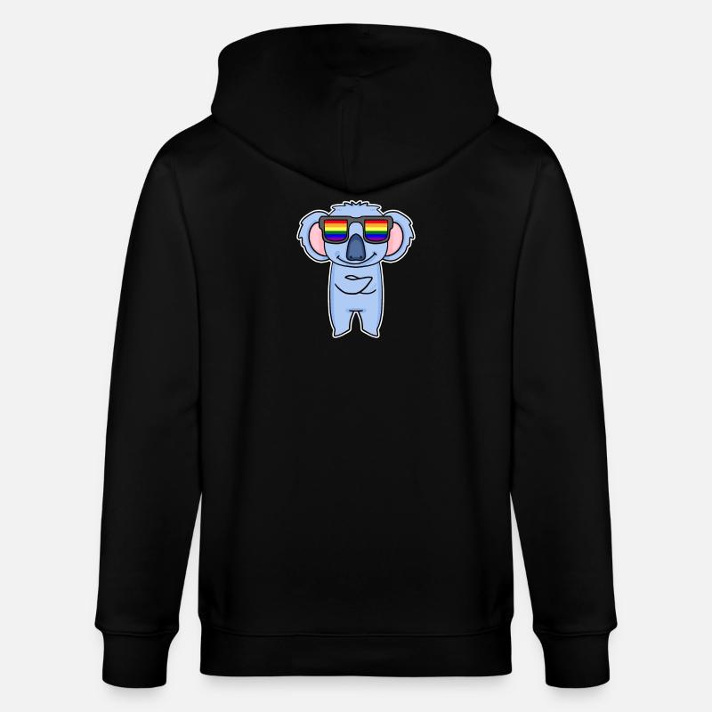 Arc-en-ciel - Koala avec lunettes - Veste à capuche bio CULTIVATOR Stanley/Stella Unisexe - noir
