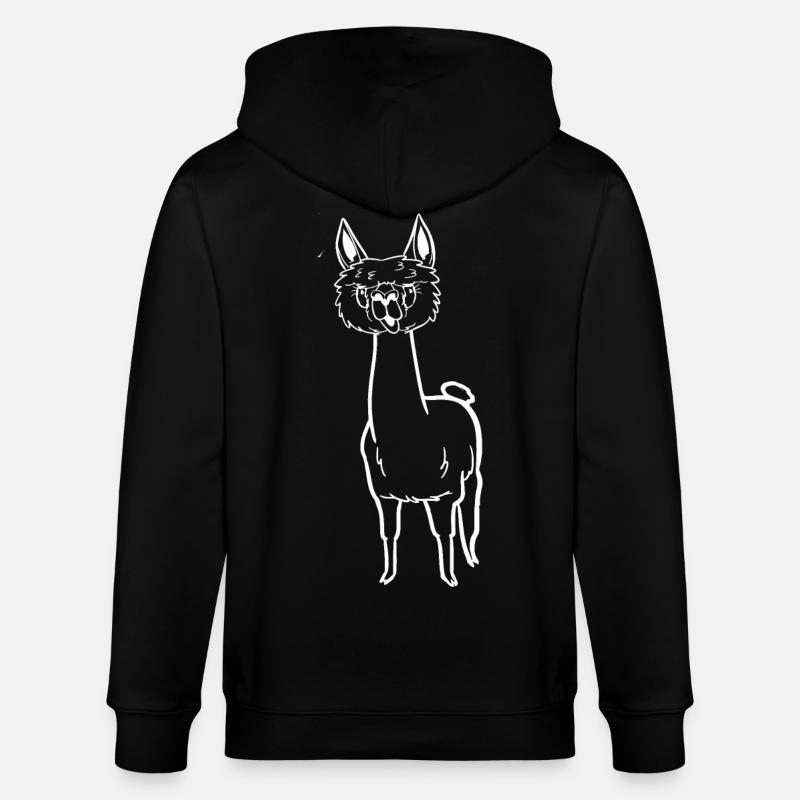 Witziges Comic-Alpaka - Stanley/Stella Unisex Bio-Kapuzenjacke CULTIVATOR  - Schwarz