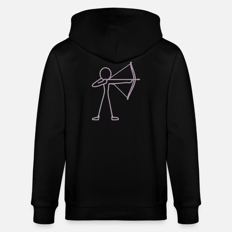 Strichmännchen Bogen Bogenschießen Bogenschütze - Stanley/Stella Unisex Bio-Kapuzenjacke CULTIVATOR  - Schwarz