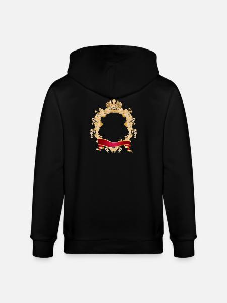 Royal ramme i våbenskjold stil med krone - Stanley/Stella økologisk unisex-hættejakke CULTIVATOR  - sort