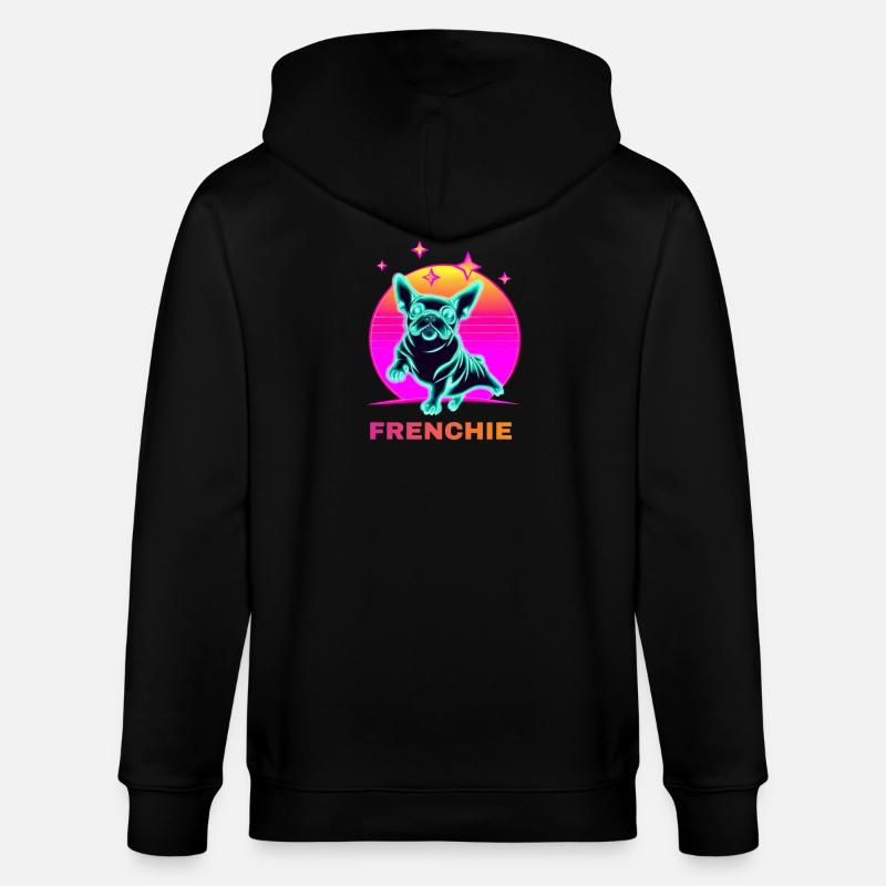 Französiche Bulldogge Synthwave Frenchie - Stanley/Stella Unisex Bio-Kapuzenjacke CULTIVATOR  - Schwarz