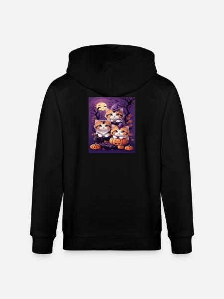 Trio of Halloween-style Kittens - Stanley/Stella CULTIVATOR Unisex Organic Hooded Jacket - black