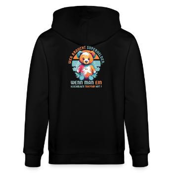 Kuscheliger Teddybär - Stanley/Stella Unisex Bio-Kapuzenjacke CULTIVATOR  - Schwarz - Hinten - Anna (173cm)
