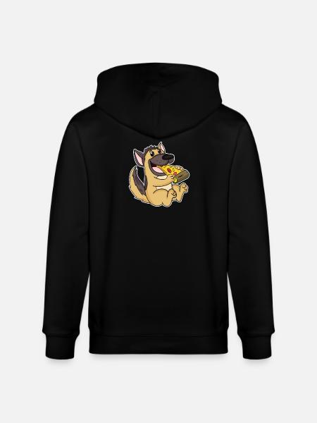 German Shepherd Dog Pizza - Stanley/Stella CULTIVATOR  Unisex Organic Hooded Jacket - black