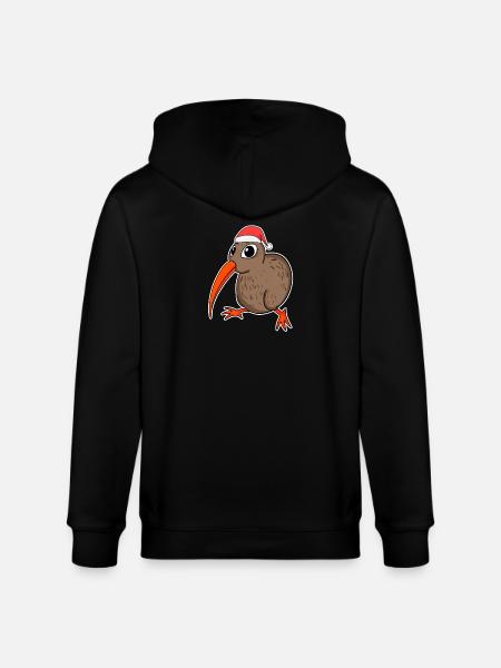 Kiwi Bird Christmas - Stanley/Stella CULTIVATOR  Unisex Organic Hooded Jacket - black