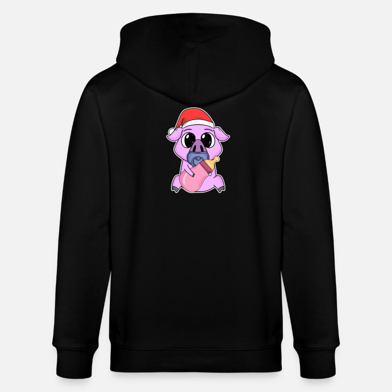 Cochon bébé Noël - Veste à capuche bio CULTIVATOR Stanley/Stella Unisexe - noir