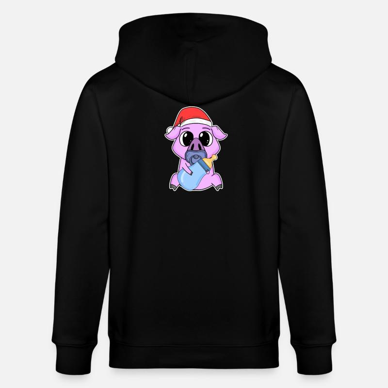 Cochon bébé Noël - Veste à capuche bio CULTIVATOR Stanley/Stella Unisexe - noir