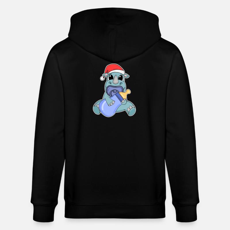 Rhinocéros bébé Noël - Veste à capuche bio CULTIVATOR Stanley/Stella Unisexe - noir