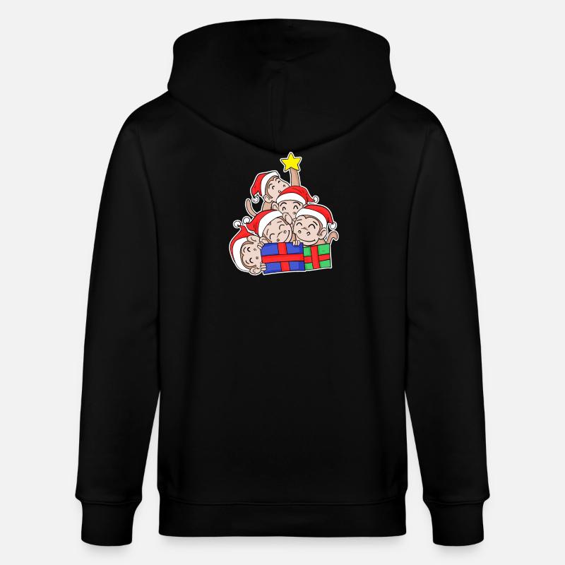 Monkey Monkey Christmas Tree Christmas - Stanley/Stella CULTIVATOR Unisex Organic Hooded Jacket - black