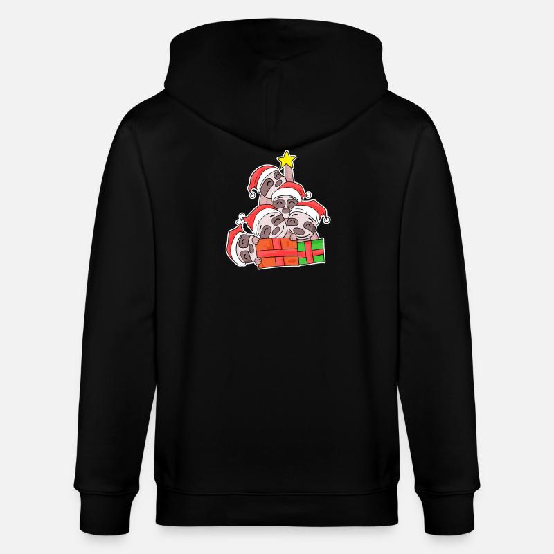 Faultier Weihnachtsbaum Weihnachten - Stanley/Stella Unisex Bio-Kapuzenjacke CULTIVATOR - Schwarz