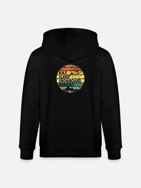 Eat Sleep Snowboard Repeat Retro Circle - Stanley/Stella CULTIVATOR  Unisex Organic Hooded Jacket - black