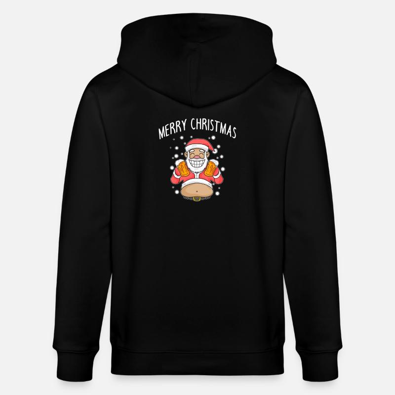 Weihnachtsmann Weihnachten Bier - Stanley/Stella Unisex Bio-Kapuzenjacke CULTIVATOR - Schwarz