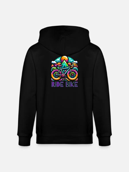 Cycling - Ride Bike design - Stanley/Stella CULTIVATOR Unisex Organic Hooded Jacket - black